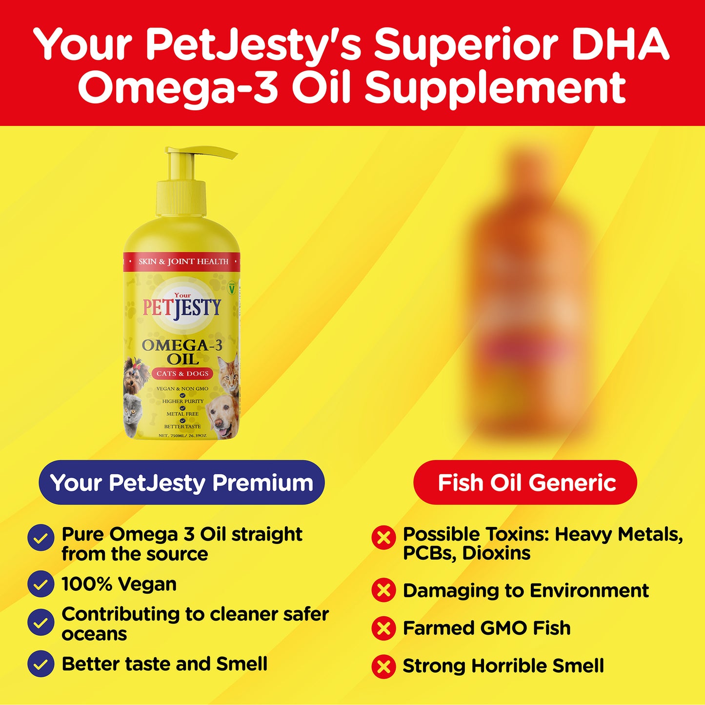 PetJesty Pure: Superior Vegan Omega 3 Oil for Ultimate Pet Wellness & Vitality